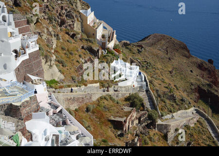 Blick von Oia, Santorini, über der Caldera Stockfoto