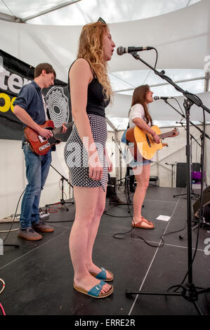 Exeter, Devon, UK. 7. Juni 2015. Alex Gregory Band die live bei Exeter Respekt Festival 2015 im Belmont Park, Exeter am 7. Juni 2015 in Exeter, Devon, UK Credit: Clive Chilvers/Alamy Live News Stockfoto