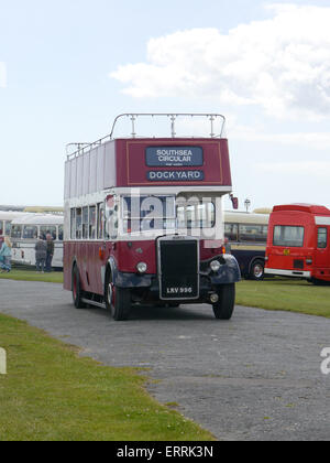 Leyland PD2 in Stadt von Portsmouth Lackierung bei der Southdown 100 Rallye in Portsmouth Stockfoto