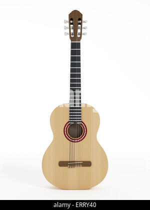 Akustische Gitarre isoliert auf weißem Hintergrund Stockfoto