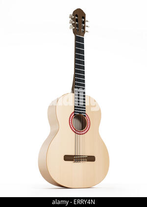 Akustische Gitarre isoliert auf weißem Hintergrund Stockfoto