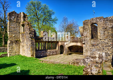 Ruinen von Wycoller Hall. Stockfoto