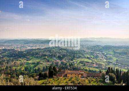 Panoramablick über Florenz von Fiesole. Toskana, Italien Stockfoto