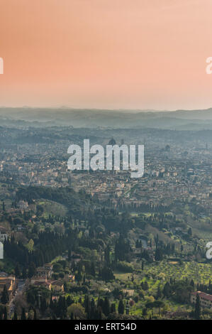 Panoramablick über Florenz von Fiesole. Toskana, Italien Stockfoto