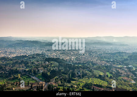 Panoramablick über Florenz von Fiesole. Toskana, Italien Stockfoto