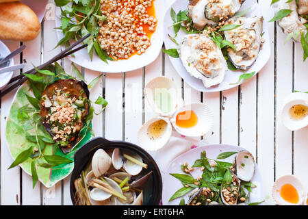 Asian Cafe Street Seafood Tabelle Gericht Meer Stockfoto