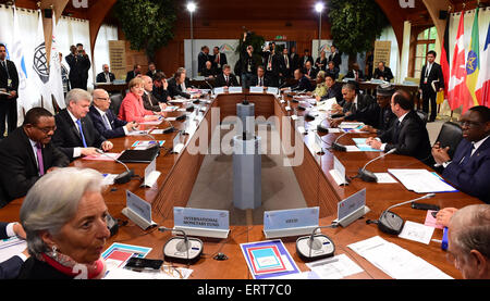 Schloss Elmau, Deutschland. 8. Juni 2015. Garmisch-Partenkirchen, Deutschland. 8. Juni 2015. G7-Gipfel in Schloss Elmau, Deutschland. Bildnachweis: Dpa picture Alliance/Alamy Live News Stockfoto