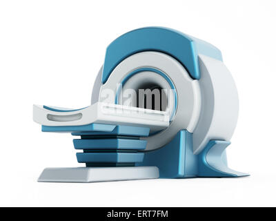 Magnet-Resonanz-Tomographie MRT-System isoliert auf weißem Hintergrund. Stockfoto