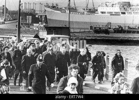 Prinz Philip gesehen hier in Hartlepool, HMS Warrior und Locomotion Enterprises Ltd das Unternehmen besuchen aufgeladen mit der Restaurierung des Schiffes durch die Maritime 19. März 1980 Stockfoto