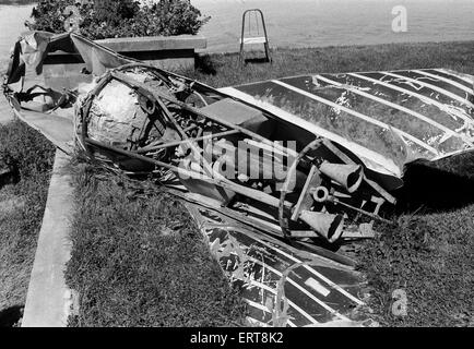 Stuntman Evel Knievel bereitet, Snake River Canyon in Idaho auf eine Dampf angetriebene Rollen zu springen. 26. August 1974. Stockfoto