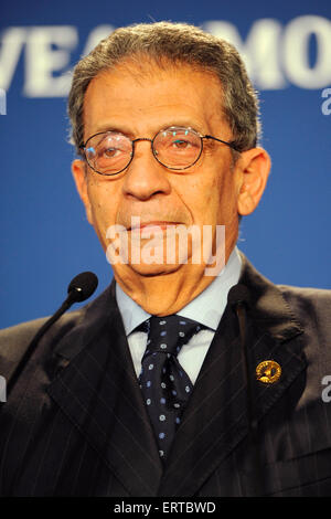 Amr Moussa, Generalsekretär der arabischen Liga auf der Pressekonferenz anlässlich der 37. G8-Gipfels 27. Mai 2011 in Deauville, Frankreich. Stockfoto