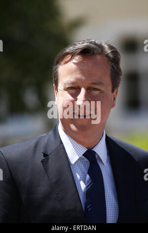 Schloss Elmau, Deutschland. 8. Juni 2015. Der britische Premierminister David Cameron besucht des G7-Gipfels auf Schloss Elmau bei Garmisch-Partenkirchen, Deutschland, am 7. Juni 2015. Bildnachweis: Dpa picture Alliance/Alamy Live News Stockfoto