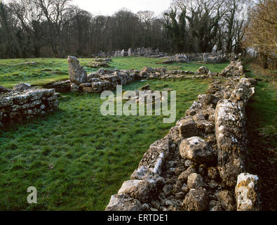 DIN Lligwy geschlossenen Hütte Gruppe, Anglesey, NE rechteckige Workshop (Eisenverarbeitung) einer römischen Periode, native britische Siedlung Stockfoto