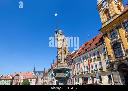 Die historische Altstadt, die Brunnen der Ritter Roland Cheb, Westböhmen, Tschechische Republik, Europa Stockfoto