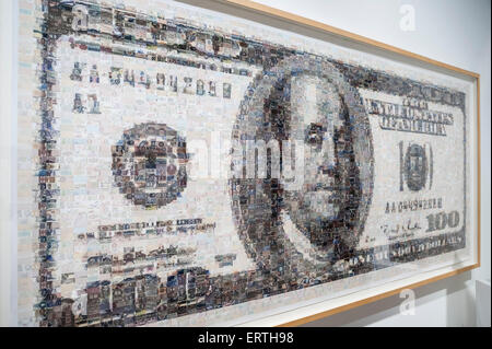 London, UK. 8. Juni 2015. "100 Dollar-Scheine" von Robert Silvers, in der Vorschau ", Bearer on Demand", inspiriert eine private Sammlung von 21 Werken der US-Dollar, darunter Andy Warhol Meisterwerke, die am 1. und 2.Juli versteigert werden. Die Sammlung wird geschätzt, £ 50 Millionen zu realisieren. Bildnachweis: Stephen Chung/Alamy Live-Nachrichten Stockfoto