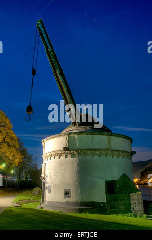 Historischen Hafenkran am Fluss Rhein in Andernach, Rheinland-Pfalz Deutschland Europa Stockfoto