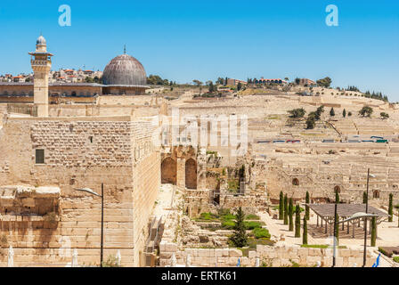 Jerusalem - Blick auf den Ölberg von Al-Aqsa Moschee Stockfoto