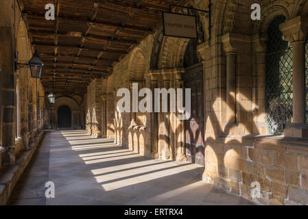 Kreuzgang in der Durham Cathedral, Durham, England, Großbritannien Stockfoto