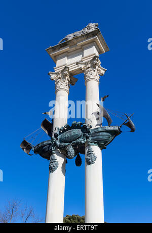 Sevilla, Spanien - Christoph Columbus Denkmal in den Gärten von Murillo oder Jardines de Murillo Stockfoto