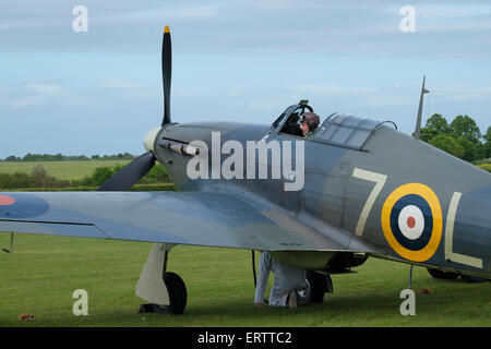 Ein 1941 Hawker Sea Hurricane 1 b der Shuttleworth Collection Old Warden Airfield, Bedfordshire, England. Stockfoto