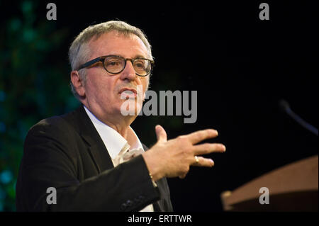 Politischer Philosoph John Gray, Autor und akademischen sprechen auf der Bühne Hay Festival 2015 Stockfoto