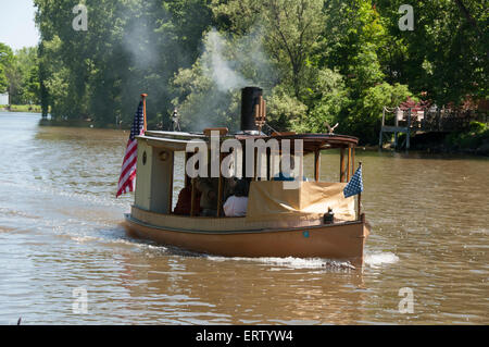 Dampfantrieb Boot am Erie-Kanal. Stockfoto