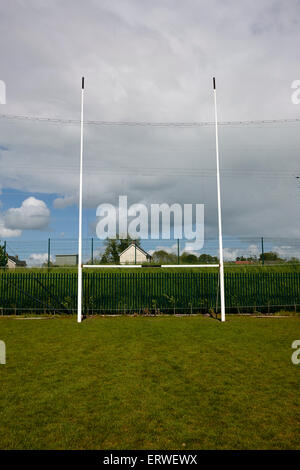 Gälischer Fußballtor und Fang net auf einem Stellplatz am Klone Grafschaft Monaghan Irland Stockfoto