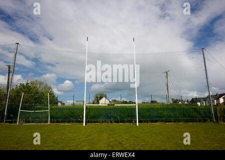 Gälischer Fußballtor und Fang net auf einem Stellplatz am Klone Grafschaft Monaghan Irland Stockfoto