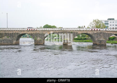 FALKENBERG, Schweden - 6. Juni 2015: Alte Maut Steinbrücke am 6. Juni 2015 in Falkenberg, Schweden. Stockfoto