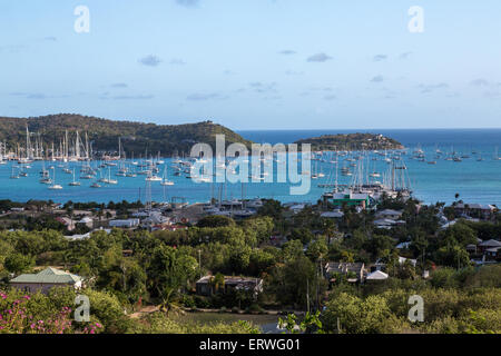 Vista über Falmouth Harbour, Antigua Stockfoto