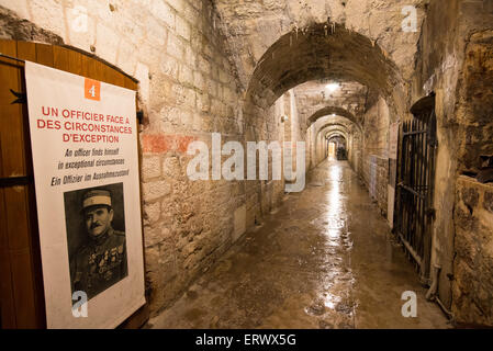 Innenraum der französischen Festung Fort de Vaux, die sah schwere Kämpfe im ersten Weltkrieg während der Schlacht um Verdun Stockfoto