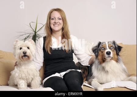 Frau mit Hunde Stockfoto