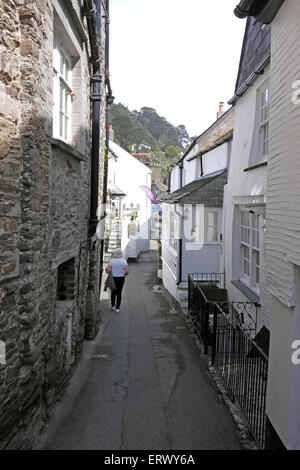 TRADITIONELLE CORNISH FISCHERDORF POLPERRO. CORNWALL UK. Stockfoto