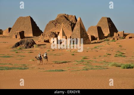 Pyramiden von den nördlichen Friedhof Meroe, Nubien, Nahr an-Nil, schwarzen Pharaonen, Sudan Stockfoto