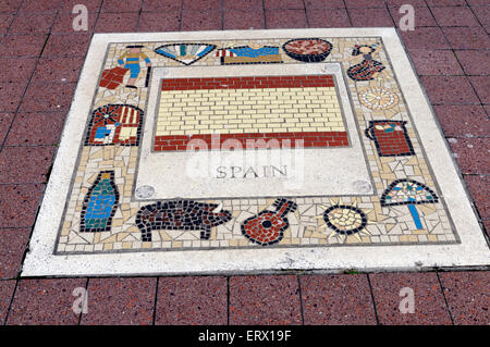 Die Pioniere 1999 Mosaik, Millennium Riverwalk, Millennium Stadium, Cardiff, Wales, UK. Stockfoto