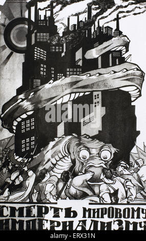 Russland. Kommunismus. Sowjetische Propaganda-Plakat. Weltimperialismus Tod. Stockfoto