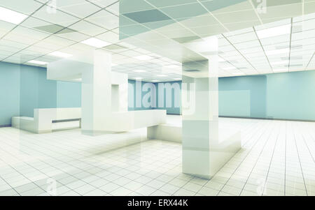 Abstrakte Kreativbüro Interieur mit chaotischen geometrische Konstruktionen, 3d illustration Stockfoto