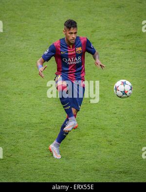 Berlin, Deutschland. 6. Juni 2015. Barcelonas Neymar während der letzten Fußball-UEFA Champions League Spiel zwischen Juventus FC und dem FC Barcelona im Olympiastadion in Berlin, Deutschland, 6. Juni 2015. Foto: Thomas Eisenhuth/Dpa/Alamy Live News Stockfoto