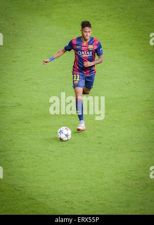 Berlin, Deutschland. 6. Juni 2015. Barcelonas Neymar während der letzten Fußball-UEFA Champions League Spiel zwischen Juventus FC und dem FC Barcelona im Olympiastadion in Berlin, Deutschland, 6. Juni 2015. Foto: Thomas Eisenhuth/Dpa/Alamy Live News Stockfoto
