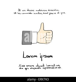 Thumb Up Hand Draw Farbe als Symbol Vektor Stock Vektor