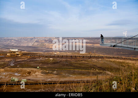 Europa, Deutschland, Nordrhein-Westfalen, Braunkohletagebau Garzweiler II Bei Jüchen, Aussichtsplattform.  Europa, Deutschland, Nr. Stockfoto