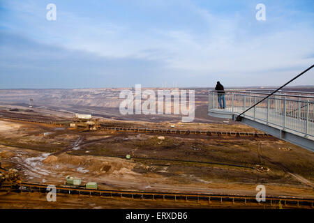 Europa, Deutschland, Nordrhein-Westfalen, Braunkohletagebau Garzweiler II Bei Jüchen, Aussichtsplattform.  Europa, Deutschland, Nr. Stockfoto