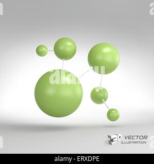 Molekulare Struktur mit Kugeln. 3D Vektor Illustration. Stock Vektor