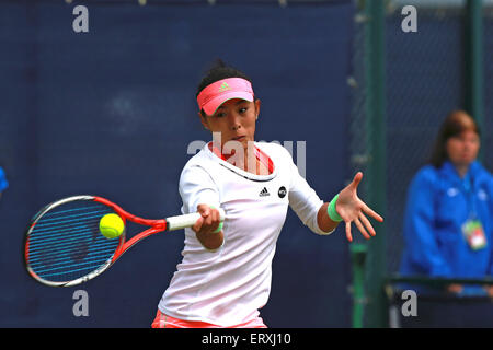 09.06.2015. Nottingham, England. Aegon Open Tennis. Qiang Wang in ihrem Match gegen Sachia Vickery Stockfoto