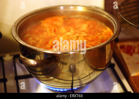 Vorbereitung Gemüsesuppe, nach Hause gemacht. Stockfoto