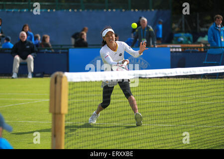 Nottingham, UK. 9. Juni 2015. Aegon Open Tennis. Kimiko Date-Krumm in Aktion in ihrem Doppel match mit Partner Daniela Hantuchova gegen Shuko Aoyama und Renata Voracova Credit: Action Plus Sport/Alamy Live News Stockfoto