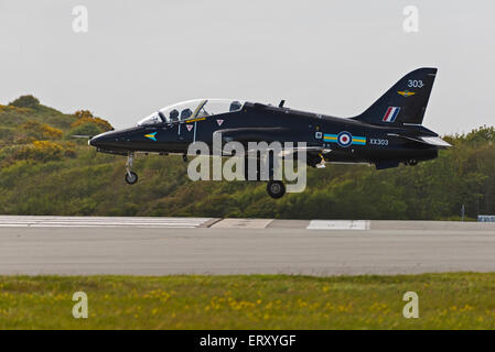 RAF Valley XX303 Hawk T1 schnell Jet Ankunft Anglesey North Wales Uk Stockfoto