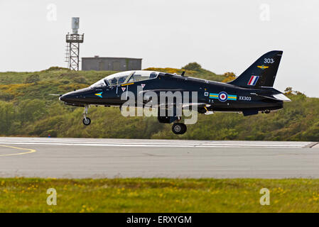 RAF Valley XX303 Hawk T1 schnell Jet Ankunft Anglesey North Wales Uk Stockfoto