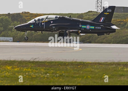 RAF Valley XX303 Hawk T1 schnell Jet Ankunft Anglesey North Wales Uk Stockfoto