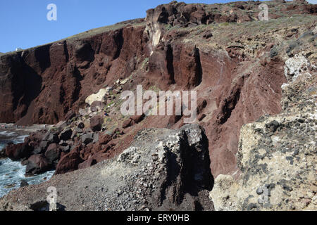 Der Rote Strand, Akrotiri, Santorini, Griechenland Stockfoto